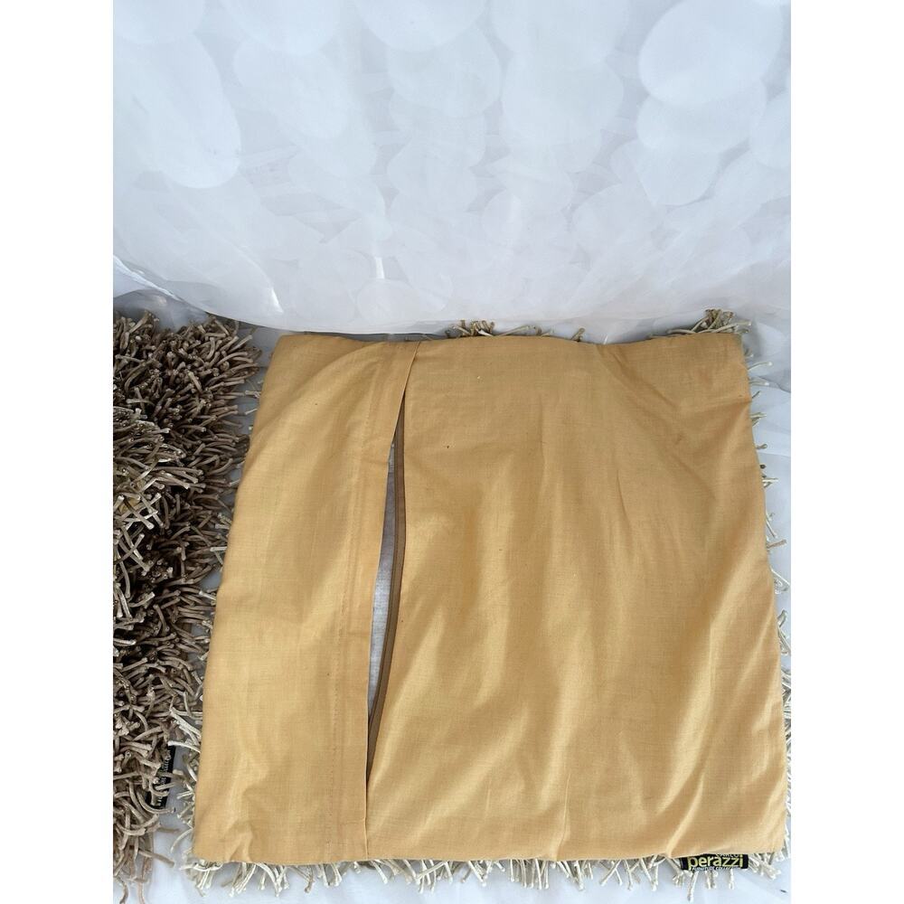 Set Of 3 BEIGE SHAGGY Square Throw Accent Pillows Carlo Perazzi Designer MODERN - Picture 9 of 12